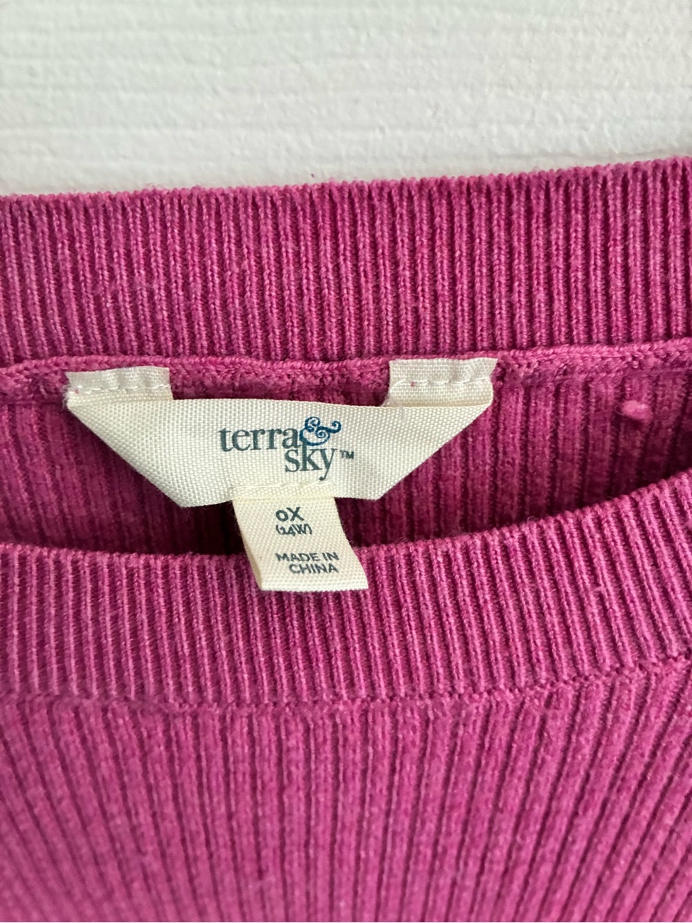 Terra & Sky Ribbed Crewneck Sweater in Magenta